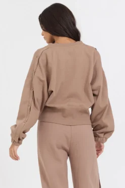 Best Caramel Latte Brushed Fleece Zip Up W/ Snap Sleeves All Tops
