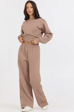 Discount Caramel Latte Brushed Fleece Corset Crew All Tops