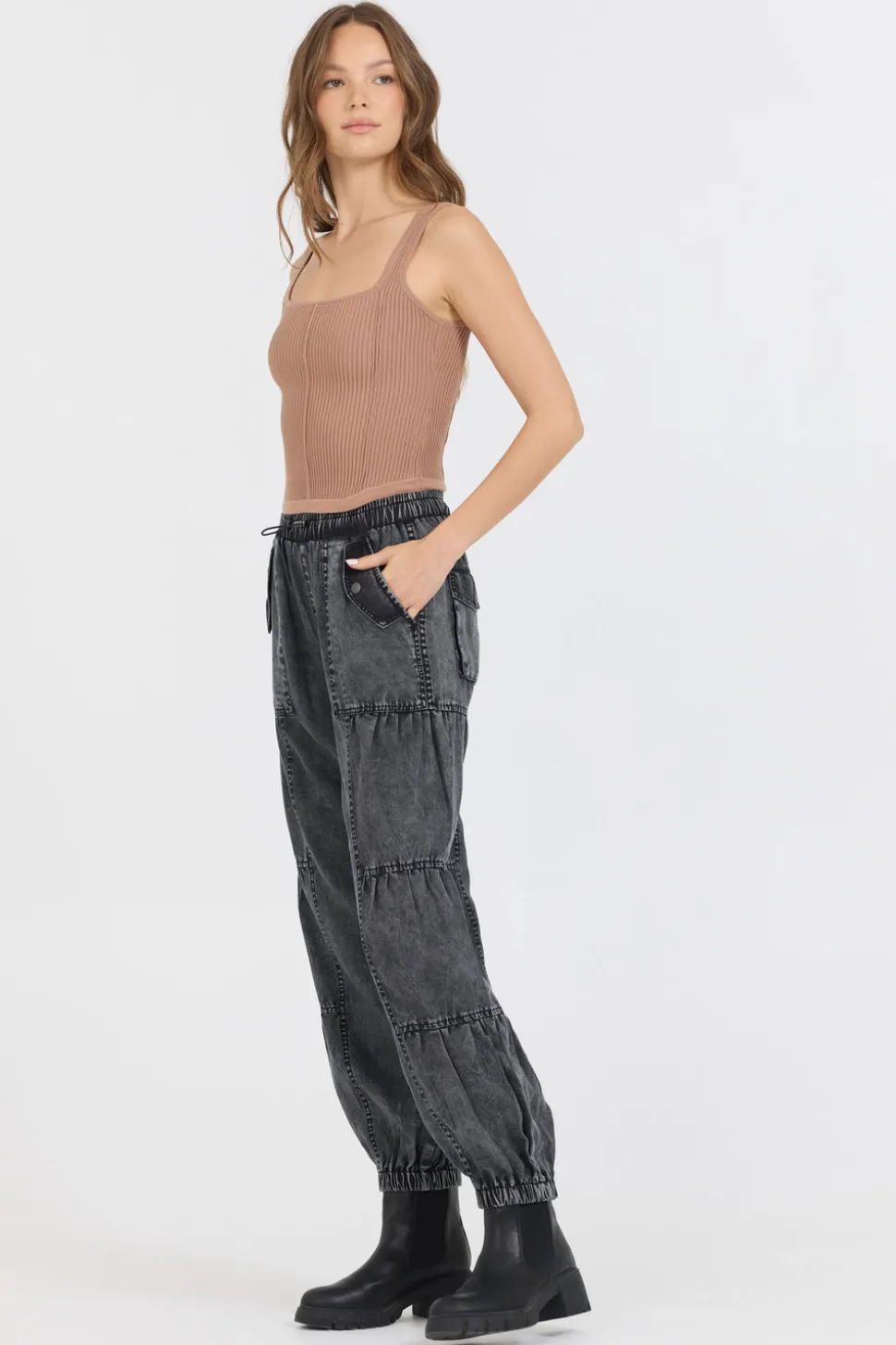 Clearance Caramel Rib Knit Corset Top All Tops