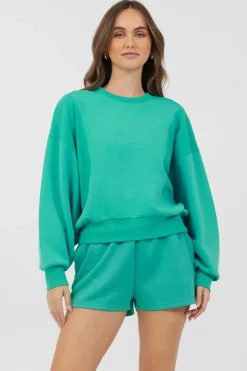 Discount Caribbean Turquoise Cloud Fleece Crewneck All Tops|Hoodies