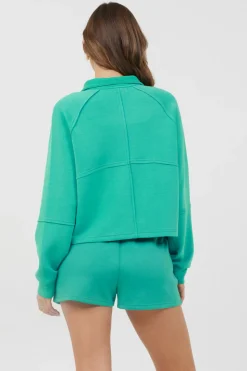 Clearance Caribbean Turquoise Cloud Fleece Quarter Zip All Tops|Hoodies