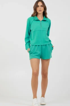 Clearance Caribbean Turquoise Cloud Fleece Quarter Zip All Tops|Hoodies