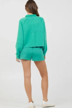 Clearance Caribbean Turquoise Cloud Fleece Quarter Zip All Tops|Hoodies