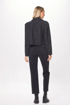Cheap Charcoal Oversized Textured Knit Blazer All Tops