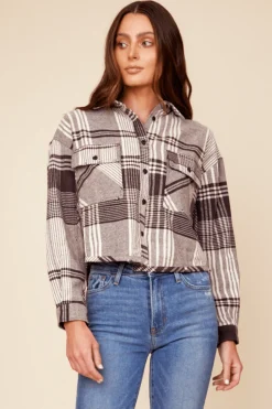 Hot Chocolate Brown Flannel Plaid Shirting Outerwear