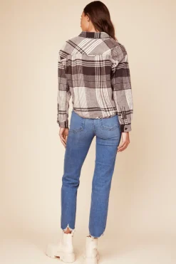 Hot Chocolate Brown Flannel Plaid Shirting Outerwear