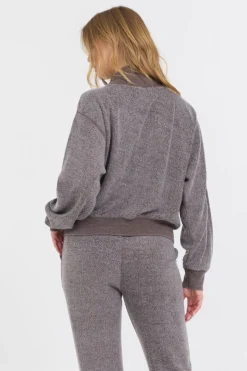 Flash Sale Chocolate Syrup Reverse Fleece Mock Neck Sweatshirt All Tops