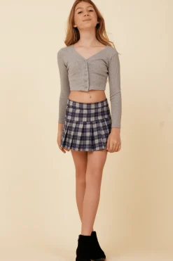 Fashion Classic Grey Ribbed Snap Button Cardigan Kids Kids Tops