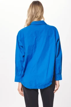 New Cobalt Blue Poplin Button Up Shirting All Tops