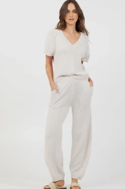 Cheap Coconut Relaxed Rib Knit Pants All Bottoms