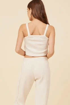 Cheap Coconut White Solid Burnout Fleece Tank All Tops|Tanks