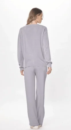 Online Cool Grey Plush Knit Crewneck All Tops|Sweaters