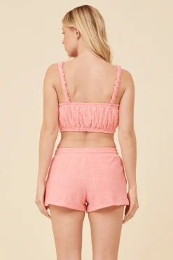 New Coral Corded Terry Cropped Tank All Tops