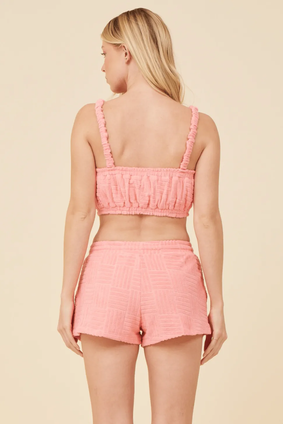 New Coral Corded Terry Cropped Tank All Tops