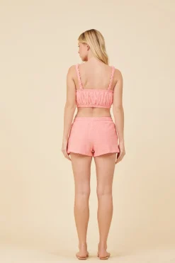 New Coral Corded Terry Cropped Tank All Tops