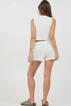 Outlet Cream Heather Grey Texture Knit Vest W/ Contrast Rib All Tops