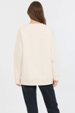 Discount Cream W/ Royal Blue Garment Dye Fleece Crew W/ Glitter Print All Tops|Sweatshirts