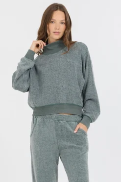 Clearance Dark Forest Reverse Fleece Mock Neck All Tops