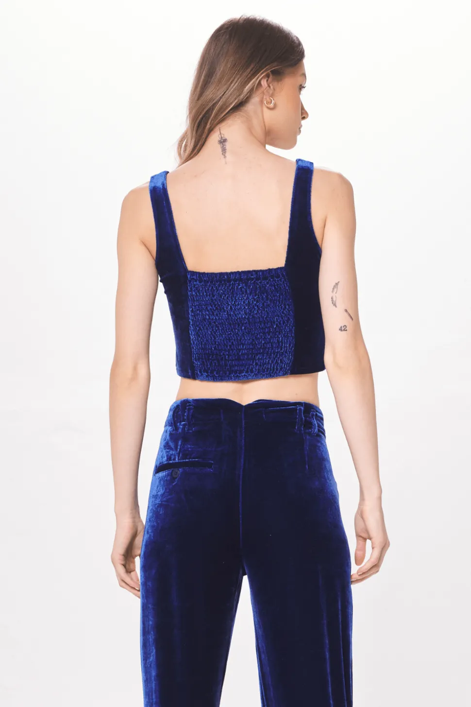 Shop Deep Blue Velvet Corset Top All Tops