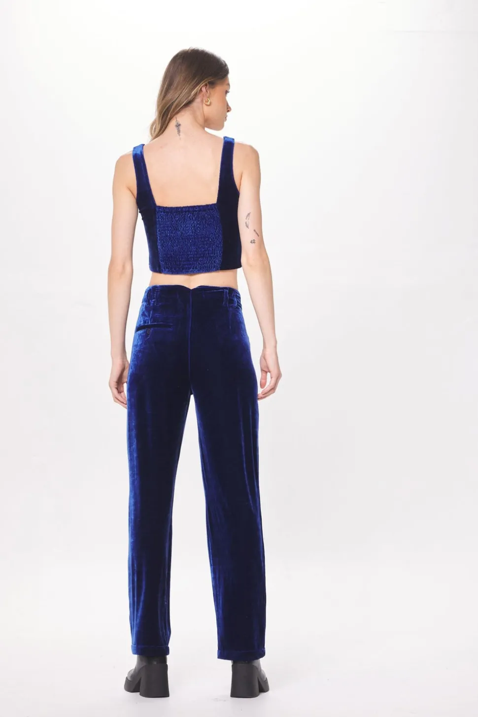 Shop Deep Blue Velvet Corset Top All Tops