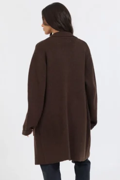 Clearance Deep Brown Sweater Mid Length Coat All Tops