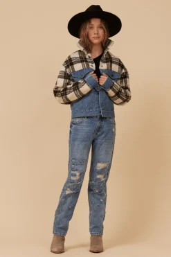 Discount DENIM AND PLAID JACKET Kids Kids Tops