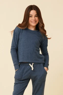 New Distressed Neckline Crewneck Kids Kids Tops