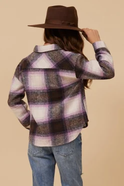 Shop FLANNEL SHACKET- LAVENDER Kids Kids Tops