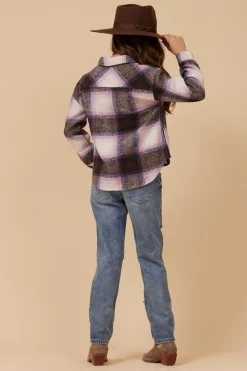 Shop FLANNEL SHACKET- LAVENDER Kids Kids Tops