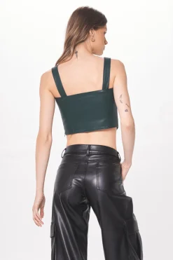 Best Forest Green Faux Leather Corset All Tops