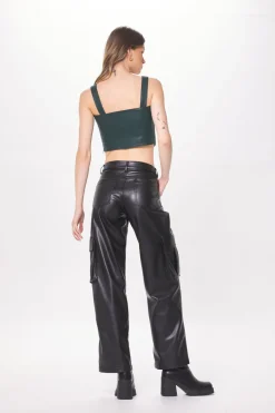 Best Forest Green Faux Leather Corset All Tops
