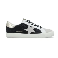 Fashion GRANDE - BLACK GREY QUILTED Low Tops