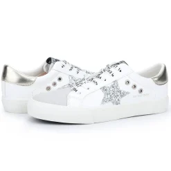 Cheap Grande - White Silver Gold Low Tops