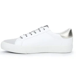 Cheap Grande - White Silver Gold Low Tops