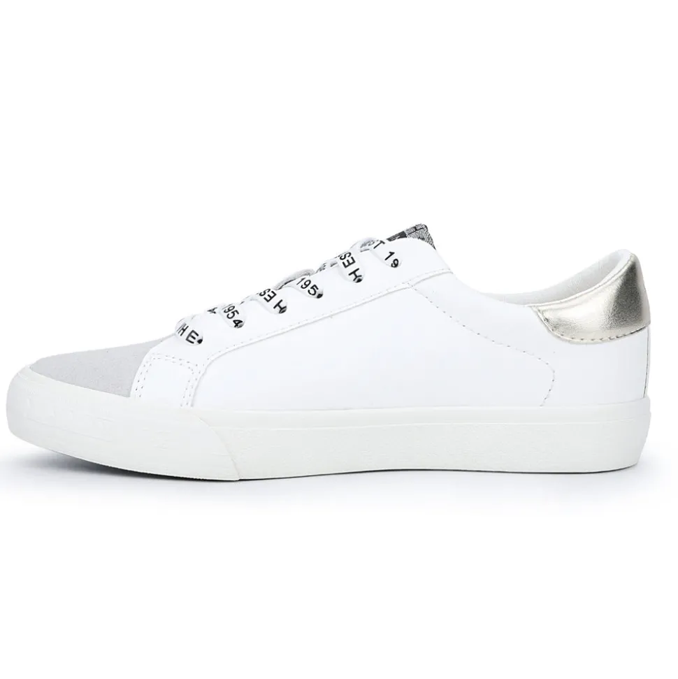 Cheap Grande - White Silver Gold Low Tops