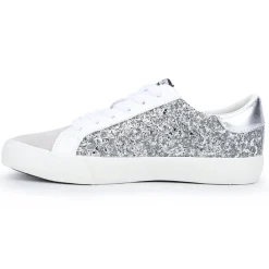 Cheap Grande - White Silver Pink Low Tops