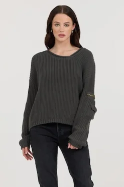 Outlet Gravel Asymmetrical Utility Sweater All Tops|Sweaters
