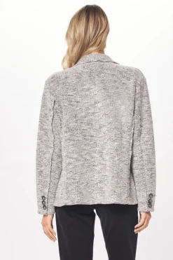 Cheap Grey & Black Oversized Textured Knit Blazer All Tops