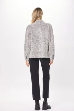 Cheap Grey & Black Oversized Textured Knit Blazer All Tops