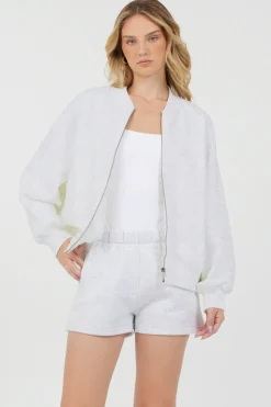 New Grey Icicle Essential Fleece Zip Up Bomber All Tops