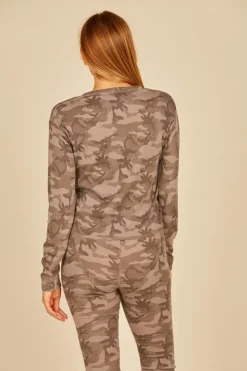 Online Grey/ Pink Camo Thermal Henley All Tops
