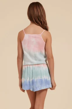 Best Sale Havana Tie Dye Tie Front Button Up Tank Kids Kids Tops|Kids Tie Dye