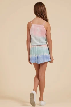 Best Sale Havana Tie Dye Tie Front Button Up Tank Kids Kids Tops|Kids Tie Dye