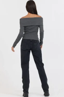 Sale Heather Charcoal Off Shoulder Sweater All Tops|Sweaters