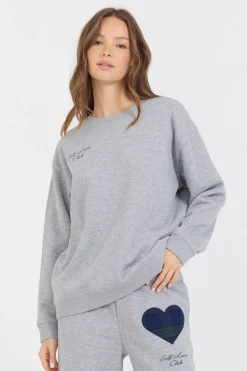 Cheap Heather Grey Essential Fleece Crew W/ Self Love Club Crewneck All Tops|Sweatshirts