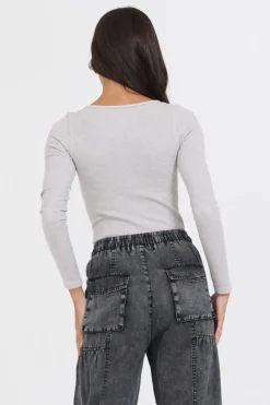 Outlet Heather Grey Seamless Long Sleeve Tee All Tops