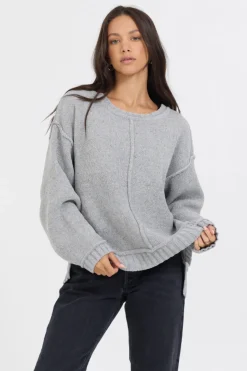 Discount Heather Grey W/ Ivory Jacquard Knit Skull Sweater All Tops|Sweaters