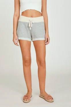 Hot Heather Grey/Ivory Sweater Combo Short All Bottoms|Shorts