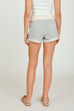 Hot Heather Grey/Ivory Sweater Combo Short All Bottoms|Shorts