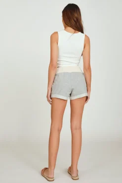 Hot Heather Grey/Ivory Sweater Combo Short All Bottoms|Shorts